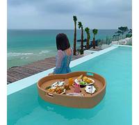 LYMGRZ Floating Breakfast Rattan Wicker Floating Tray Heart-Shaped Floating Serving Tray with Handles for Swimming Pool Hotel Supplier Breakfast Tray