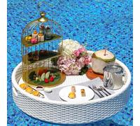 LYMGRZ Floating Pool Tray,Round Floating Bar Table,Floating Drink Holder for Beach Party,Outdoor Water Play Fruit Food Plate