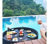 LYMGRZ Floating Serving Trays Table Bar Round,Swimming Pool Floats for Adults for Sandbars,Spas,Bath,and Parties Floating Tray for Pool Serving Drinks,Brunch,Food On The Water