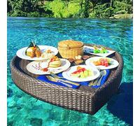 LYMGRZ Rattan Woven Serving Tray,Heart Shaped Dining Tray With Handles,Floating Tray,Luxury Floating Serving Tray,Table Bar,Swimming Pool Floating Tray