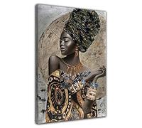 LYML Graffiti Black Woman On Canvas African Woman Portrait Poster Wall Art Picture Print Canvas Art Painting Modern Home Living Room Decoration Poster (24x36inch(60x90cm),Framed)