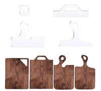 LYMOI 4 Pcs Acrylic Router Charcuterie Board Handle Template, Clear Cutting Board Template, Angled Curvy Tracing Stencils Cut Guide Tools for Kitchen Woodworking