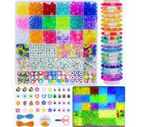 LYMOOR 1000 Glow in The Dark Bracelet Making Kit, Luminous Kandi Pony Beads Heart Letter Beads, Shine Bracelet Jewellery, Assorted Colors Shape, Crafts Necklace Jewelry DIY Gifts