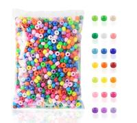 LYMOOR 1250 Pcs Pony Beads for Bracelet Making, 12 Bright Colors, Plastic Kandi Beads, Hair Bead, Mixed Coloured Decorations Jewelry Set