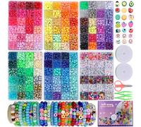 LYMOOR 4240 Pony Beads Set 120 Colors, Include 1000pcs Letter, Clay Eye Rainbow Kandi Beads for Bracelet Making Kit, DIY Craft Hair Bead for Jewelry Necklaces Craft, with Gift Box and Elastic Cord