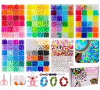LYMOOR 5100 Pony Beads 144 Colors, 7 in1 Set, and 1 Box Glow in the Dark, 1000pcs Letter, Clay Rainbow Kandi Beads for Bracelet Making Kit, DIY Jewelry Craft, Arts Keychains, Hair Bead, Gift Box