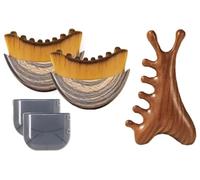 Lymphatic Contour Face Brush Set with Sandalwood Gua Sha Massager Tool Ergonomic Sculpting Drainage Claw Comb Head Chin Neck Jawline Eyes Fits Skin Relieve Fatigue Puffiness