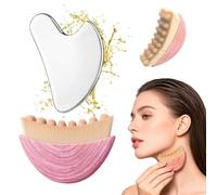 Lymphatic Contour Face Brush & Stainless Steel Gua Sha Tool Set - 2-in-1 Facial Massage Kit for Jawline Sculpting, Puffiness Reduction, Lifting & Relaxation, Lymphatic Drainage Brush with Storage Case
