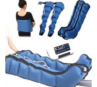 Lymphatic Drainage Air Compression Leg Massager, 6 Cavity Full Body Relax Instrument, Compression Boots, for Circulation Arm Waist Wraps Foot Ankles Calf, Relax Muscle Pain Relief (6 Chambers Blu