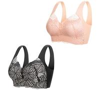 Lymphatic Drainage Bra, Women's Lace Wireless Bra Power Lift Bra, Women's Lace Wireless Bra, Women's Sexy Lace Bra Yoga Sports Underwear Plus Size-2pcs,XL