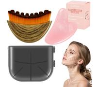 Lymphatic Drainage Brush and Gua Sha Set, 2-in-1 Manual Contour Face Brush Lymphatic Drainage - Anti-Puffiness, Facial Detox Sculpting Brushes Gua sha Brush to Improve Skin Glow & Absorption (Brown)