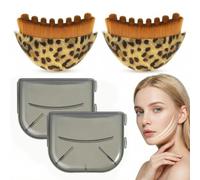 Lymphatic Drainage Brush GiftGem Leopard Print Contour Face Brush 2 Pack with Soft Nylon Bristles, Ergonomic Handles and Travel Cases