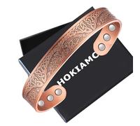Lymphatic Drainage Copper Bracelets for Men Women 99% Solid Pure Copper Cuff Bangle Ultra Strength Magnets(Each 3500 Gauss) Adjustable Size with Gift Box
