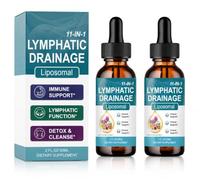 Lymphatic Drainage Drops 60ml, Herbal Liquid Supplement with Elderberry, Burdock Root, Cleavers & Dandelion Root, Alcohol-Free Botanical Extract, Vegan Formula for Adults(Two Bottles)