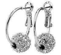 Lymphatic Drainage Earrings Fashion Rhinestone Circle Hoop Earrings Creative Crystal Diamond Ball Earrings Bling Earrings Party Jewelry Charm For Valentine's Day Birthday Gift (Silver)