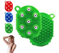 Lymphatic Drainage Gloves for Women with Handheld Massage Ball, Vibration Ball for Lymphatic Drainage with 7 Metal Roller Balls, 360 Degree Massage Roller for Neck, Back, Legs (Green-1pc)