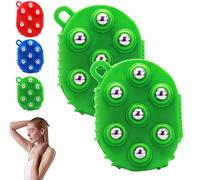 Lymphatic Drainage Gloves for Women with Handheld Massage Ball, Vibration Ball for Lymphatic Drainage with 7 Metal Roller Balls, 360 Degree Massage Roller for Neck, Back, Legs (Green-2pcs)