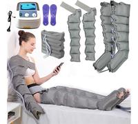 Lymphatic Drainage Massager, 6 Cavity Electric Air Compression Leg Massage Recovery Boots for Circulation Full Body, Arm Leg Waist Wraps Massage Machine Pain Relax (A (6 Chamber) 2 Legs+2 arm+1 w