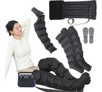 Lymphatic Drainage Massager, Electric Air Compression Leg Massager Machine for Pain and Circulation, 6-Cavity Recovery Boots, Circulation Compression, Timing Func | 0~250mmHg Kpα (Black 1 Arm+2 L