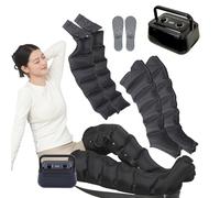 Lymphatic Drainage Massager, Electric Air Compression Leg Massager Machine for Pain and Circulation, 6-Cavity Recovery Boots, Circulation Compression, Timing Func | 0~250mmHg Kpα (Black 2 Arm+2 L