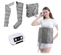 Lymphatic Drainage Massager Legs, 6 Chamber Electric Air Compression Therapy Boots, Pressotherapy Full Body Leg, Arm & Waist Massager for Circulation & Pain Relief (Gray, 1 arm + 1 Leg + Waist)