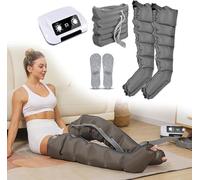 Lymphatic Drainage Massager Legs, 6 Chamber Electric Air Compression Therapy Boots, Pressotherapy Full Body Leg, Arm & Waist Massager for Circulation & Pain Relief (Gray, 2 Legs + Waist)