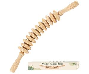 Lymphatic Drainage Massager Roller, Bounabay Wooden Massage Tool for Legs Cellulite Reduction, Stomach Rolling Massager Roller, Handheld Fascia Blaster for Body Sculpting & Muscle Recovery
