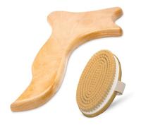 Lymphatic Drainage Paddle Wood & Dry Skin Brush Set - Anti-Cellulite Tools for a Healthier Lymphatic System With Body Brush