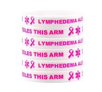Lymphedema Alert Bracelet Breast Cancer Pink Ribbon no bp no Needles Lymphedema ID Rubber Wristbands Medical Alert Bracelets Med Stretch Bracelet,Free Medical Wallet Insert Card, M, Silicone, Agate