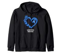 Lymphedema Awareness Heart Butterfly Zip Hoodie