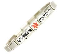 Lymphoedema NO BP/IV Left Arm Medical Alert Stainless Steel Bracelet