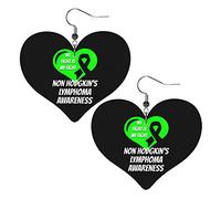 Lymphoma Cancer Awareness Leather Earrings For Women Dangle Earring Drop Heart Pendant With Hook Gifts For Adult Girl