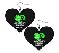 Lymphoma Cancer Awareness Leather Earrings For Women Dangle Earring Drop Heart Pendant With Hook Gifts For Adult Girl