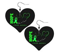 Lymphoma Cancer Awareness Leather Earrings For Women Dangle Earring Drop Heart Pendant With Hook Gifts For Adult Girl