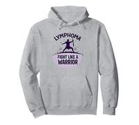 Lymphoma: Fight Like A Warrior - Inspiring Cancer Support Pullover Hoodie, Adult Unisex, Heather Grey, S