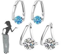 Lymphvity Germanium Earrings - Lymphatic Magnetotherapy Earrings, Lymph Drainage Earrings Jewelry for Women, Magnetic Therapy Earrings for Weight Loss (Silver+Blue)