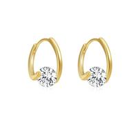Lymphvity Gold and Silver Plated Germanium Crystal Ball Hoop Earrings, Sparkling Colored Ball and Cubic Zirconia Rhinestone and Lucky Round Circle, Zinc, Cubic Zirconia