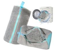 Lymshine Shoe Washing Machine Bag, 2pcs Grey Laundry Shoe Bags for Washing Machine Reusable, with Hidden Zipper Design, Non-Tangle, Anti-Scratch, Protects Shoes & Machine Drum