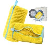 Lymshine Shoe Washing Machine Bag, 2pcs Yellow Laundry Shoe Bags for Washing Machine Reusable, with Hidden Zipper Design, Non-Tangle, Anti-Scratch, Protects Shoes & Machine Drum
