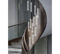 LYMSXAZOU 12-Light LED Dimmable Chandelier - Modern Crystal Flush Mount Pendant Light Fixture for Entryway & Living Room Stylish Black Finish High Ceiling Lighting