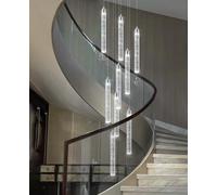 LYMSXAZOU 12-Light LED Dimmable Chandelier - Modern Crystal Flush Mount Pendant Light Fixture for Living Room & Entryway, Chrome Finished High Ceiling Lighting Decor