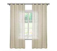 LYMSXAZOU 120W x 96L Natural Linen Eyelet Curtains Light Filtering Privacy Drapes for Sliding Door Bedroom Dining Room Casual Window Treatments Panels in Sand Beige 1 Panel