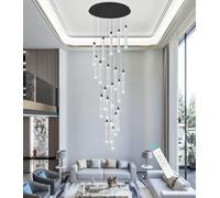 LYMSXAZOU 20-Light LED Dimmable Chandelier - Modern Crystal Flush Mount Ceiling Light Fixture for Entryway, Living Room & High Ceilings Elegant Black Finish Pendant Lighting