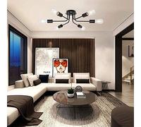 LYMSXAZOU 6-Light Ceiling Light Fitting Semi Flush Chandelier Lamp Vintage Wrought Iron Large Black Creative Lighting Fixture E27 Socket (Color : Black) Interesting