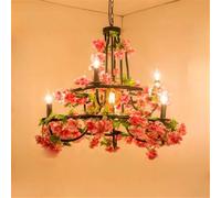LYMSXAZOU American Pastoral Chandelier LED Industrial Wind Retro Creativity Music Restaurant Bar Coffee Shop Milk Tea Clothing Store Green Plants Decoration Pendant Light (H B 7 Lights)