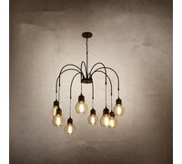 LYMSXAZOU American Retro Chandelier LED Industrial Wind Creativity Living Room Restaurant Bedroom Villa Loft Clothing Store Internet Cafe Bar Box Pendent Lamp (E 8 Lights)