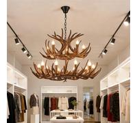 LYMSXAZOU American Retro Deer Antler Chandelier LED Contemporary Creative Living Room Restaurant Bedroom Villa Clothing Store Cafe Bar Log Cabin PVC Pendant Light (A 15 Lights)