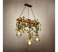 LYMSXAZOU American Retro Pastoral Hemp Rope Restaurant Pendant Light Creativity Music Cashier Counter Bar Coffee Shop Milk Tea Clothing Store Plant Decoration Chandelier (H 3 Lights)