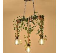 LYMSXAZOU American Retro Pastoral Hemp Rope Restaurant Pendant Light Creativity Music Cashier Counter Bar Coffee Shop Milk Tea Clothing Store Plant Decoration Chandelier (G 3 Lights)