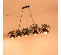 LYMSXAZOU American Retro Pastoral Hemp Rope Restaurant Pendant Light Creativity Music Cashier Counter Bar Coffee Shop Milk Tea Clothing Store Plant Decoration Chandelier (J 5 Lights)
